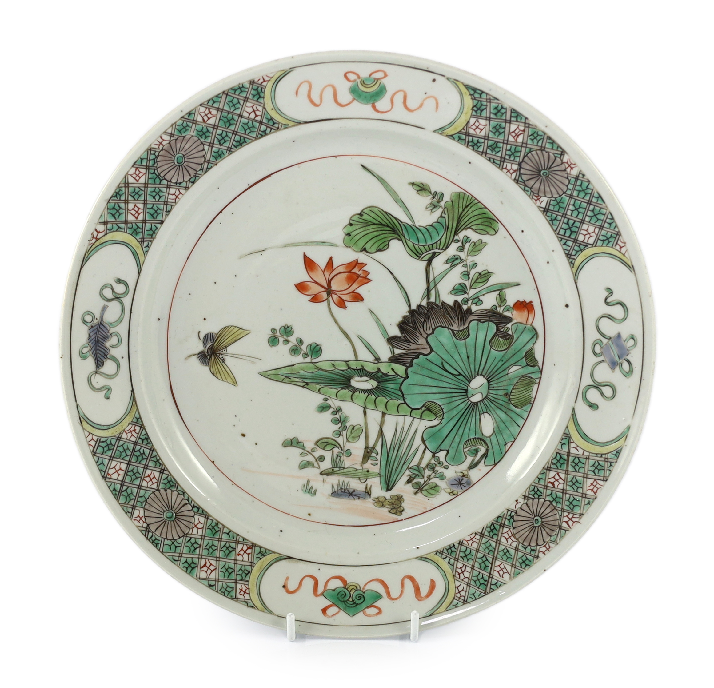 A Chinese famille verte ‘lotus pond’ plate, Kangxi period